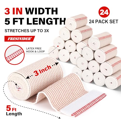 Premium Elastic Bandage Wrap 3 Inch (24 Count)