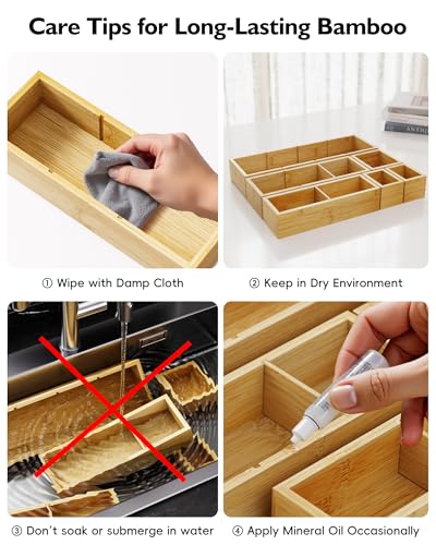 12 Piece Bamboo Drawer Organizer Set (12 Count)