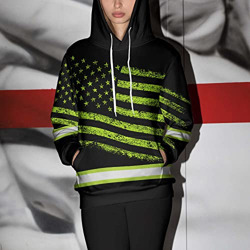 American US Flag High Visibility Hoody Reflective Pullover Hoodie Workwear Hoodie Hi