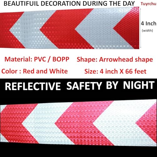 Reflective Tape Red and White 4 inch X 66 feet