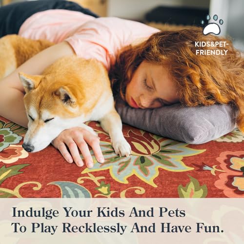 Floral Red Christmas Runner Rug 2x5 (10 Sq Ft)