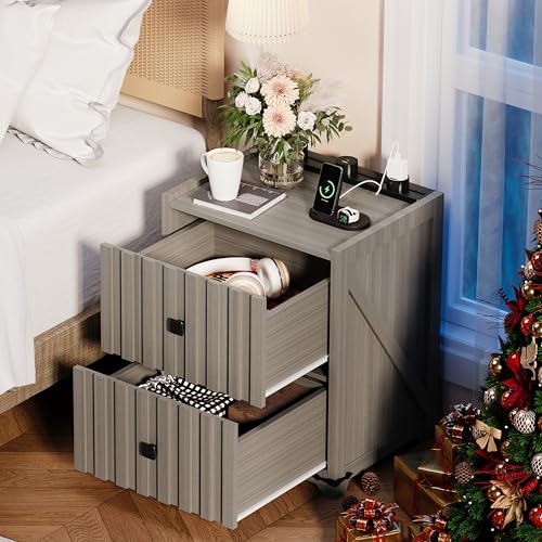 Night Stand with Slidable Charging Station