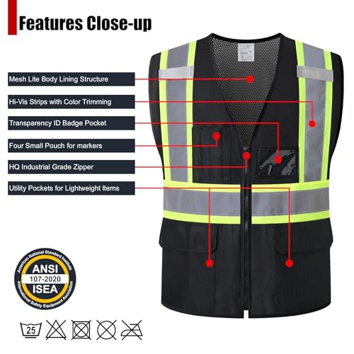 Reflective Safety Vest for Men Women with Pockets