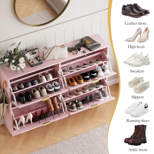 Shoe Cabinet Storage for Entryway with 4 Flip Drawer