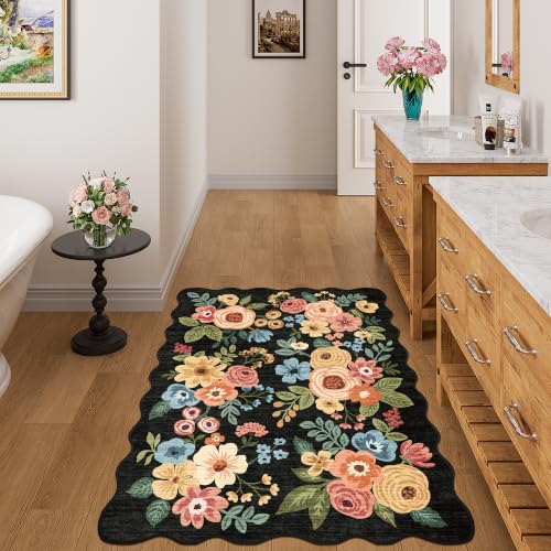 3x4 Rug Non Slip Floral Washable Area Rug for Entryway (12 Sq Ft)