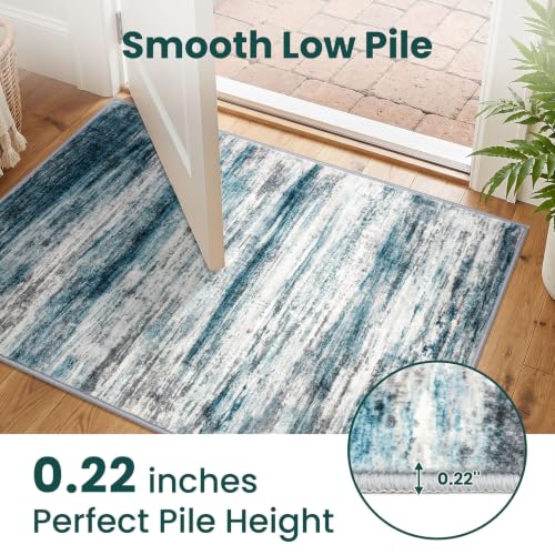 Modern Runners for Hallways 2x12 Washable Rug Runner Blue
