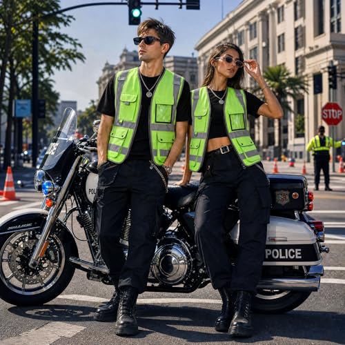 8 Pockets High Visibility Class 2 Reflective Safety Vest for Men & Women Meets ANSI Standards