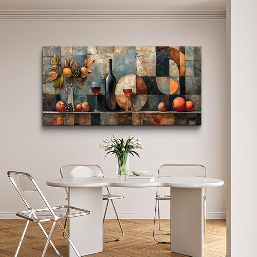 Wall Art For Kitchen Wall Decor For Living Room Dining Room Decorations Wine Glass Wall Painting Still Life Abstract Pictures Artwork Ready To Hang bar Wall Posters Home Decor 20"x40"