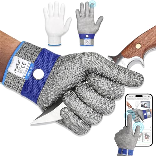 Cut Resistant Gloves Food Grade & Stainless Steel Mesh for Oyster Shucking Butcher Kitchen Meat and Fish Slicing