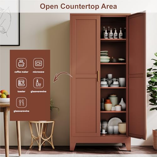 71''Metal Cabinet with 4 Adjustable Shelves