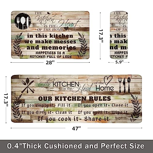 Kitchen Mats for Floor Anti Fatigue Mats for Kitchen Floor Kitchen Rugs Farmhouse Style Memory Foam Kitchen Mat Cushioned PVC Leather Kitchen Rug Set
