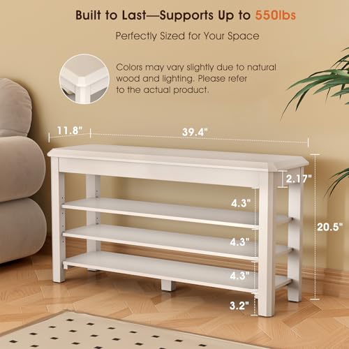 Shoe Rack Bench Seat Rubberwood 3