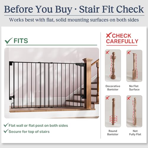35.1 55" No Bottom Bar Baby Gate for Stairs