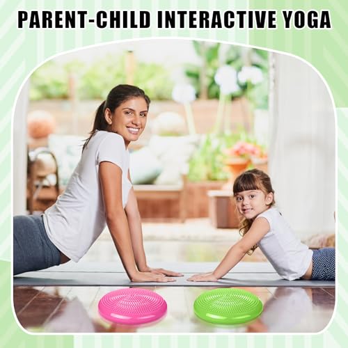 2 Pcs Wiggle Seat Inflated Wobble Cushion Flexible Balance Disc with Air Pump for Core Stability Strengthening Improving Posture Physical Exercise (3 Count)