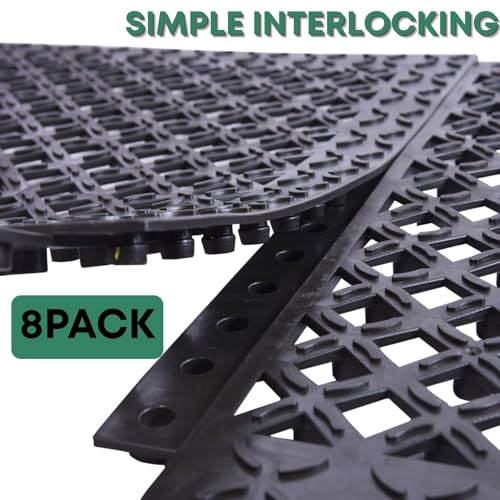 8 Pack 21.6" Interlocking Rubber Floor Tiles (8 Count)