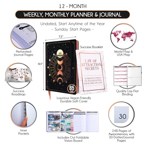 Life Planner Deluxe Undated Planner Weekly and Monthly Manifestiing Journal