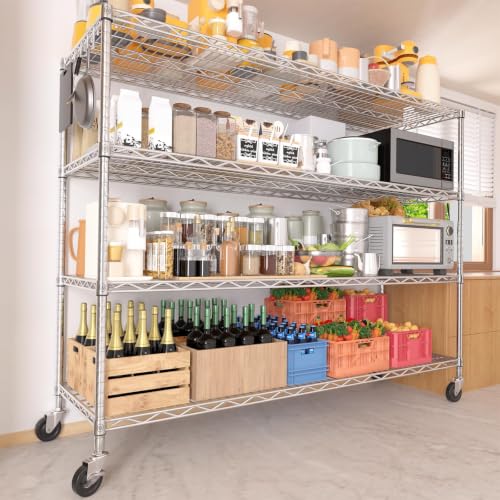 4 Tier NSF Steel 55.5" Wx24 Dx76 H Wire Shelving 2400lbs (6 Count)