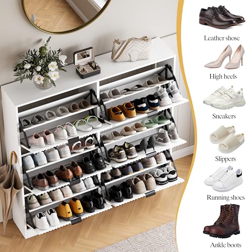 Shoe Cabinet Storage for Entryway with 6 Flip Drawers