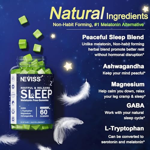 Melatonin Free Sleep Aid Gummies for Adults (60 Count)