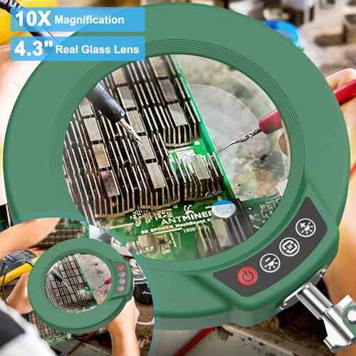 10X Magnifying Glass with Light and Clamp