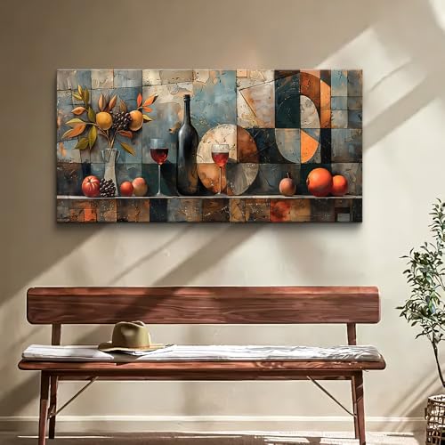 Large Canvas Wall Art For Kitchen Wall Decor For Living Room Restaurant Pub Decorations Wine Glass Wall Painting Still Life Abstract Pictures Artwork Dining Mural Posters Decor 30"x60"