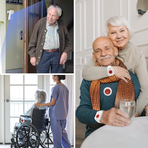 Caregiver Pager Motion Sensor Alarm Indoor Home Wireless Bed Alarm and Fall Prevention Detector Alert Devices for Elderly