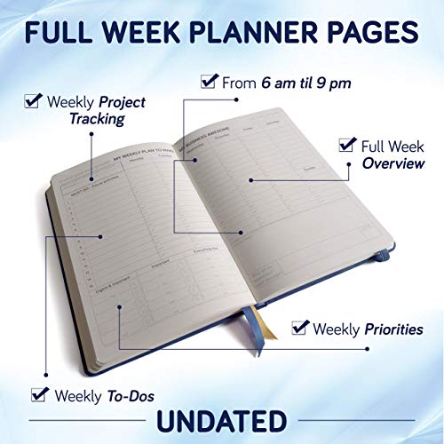 Business Planner Undated for Entrepreneurs! Focus Project Notebook for Productivity! Daily Weekly Self Organizer Planner