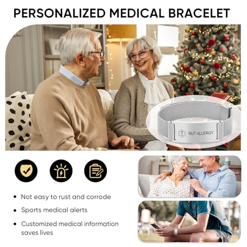 NUT Allergy Medical Alert Id Bracelet for Men Women