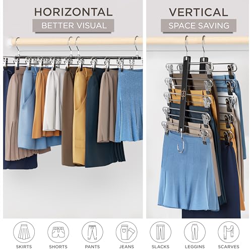 Skirt Hangers Space Saving with Clips (2 Count)