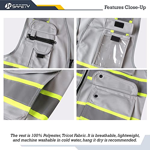 Safety Vest for Men Women Reflective Hi Vis JK901 Grey 4XL