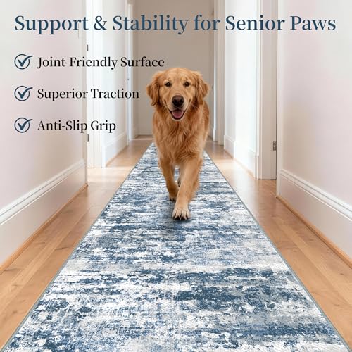 Long Hallway Runner Rug 2.6x12 ft Textured Non Slip for Dogs (31.2 Sq Ft)