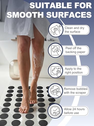24PCS Round Non Slip Bathtub Stickers with Scraper