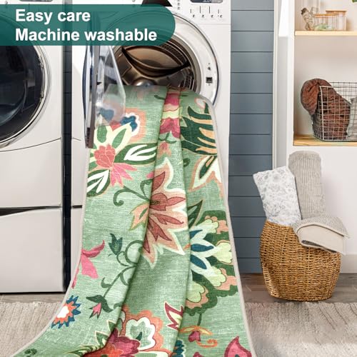 Floral 2x3 Washable Rug Non Slip (6 Sq Ft)