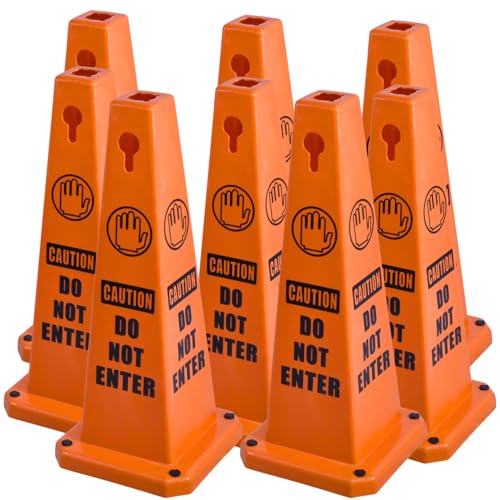 8 Pack Orange Safety Cones Caution DO NOT Enter Sign 4 (8 Count)