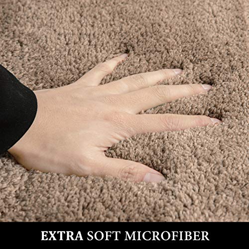 Light Brown Microfiber Toilet Bath Rug U