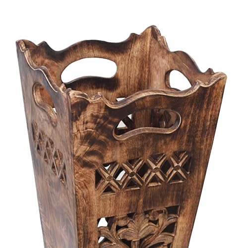 Antique Wooden Umbrella Stand & Walking Cane Holder for Home