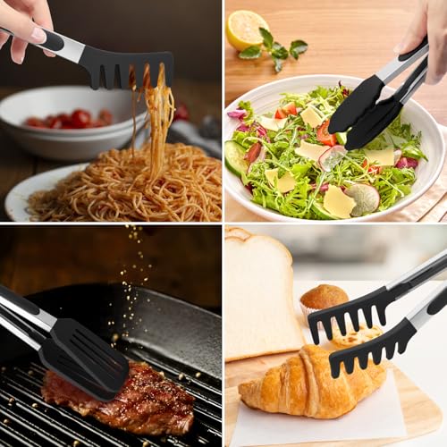 3 Pack Kitchen Tongs for Cooking with Silicone Tip (3 Count)