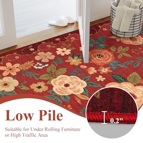 3x5 Area Rug Floral Washable Rug for Bedroom Non Slip (15 Sq Ft)