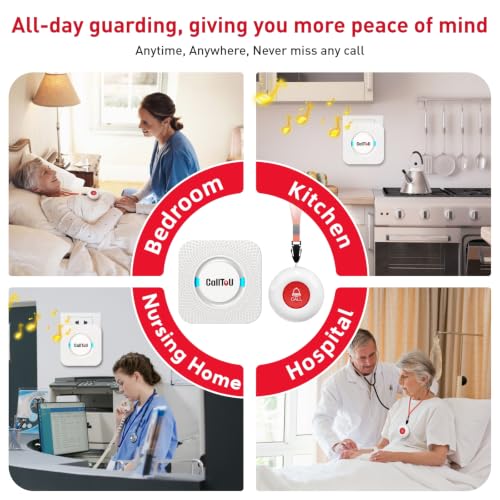 Wireless Caregiver Pager Hand Call Bell for Elderly Alert Buttons (5 Count)