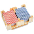 Upgraded 2 Decks Wood Playing Card Holder 360° Rotating