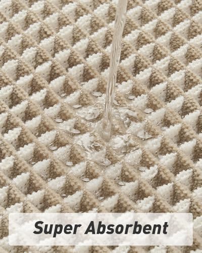 Upgraded Waffle Bath Mat Set of 2 Absorbent Bathroom Mat 18"x30" + 24"x48" (9 Sq Ft)