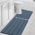 Bathroom Rug Sets 2 Piece Bath Mats Non Slip Thick Soft Chenille Striped Bath Rug achine Washable Shower Floor Rugs for Tub (7.22 Sq Ft)