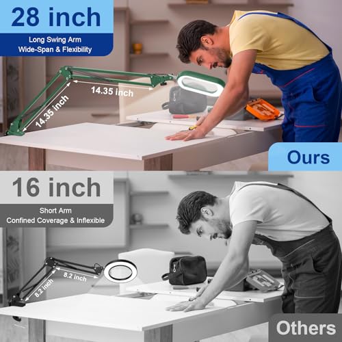 14.35" Large Magnifying Glass with Light and Clamp