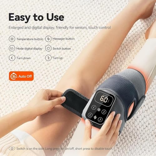 Cordless Knee Massager with Heat Vibration for Pain Relief (2 Count)