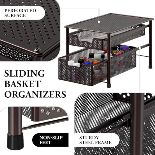 Stackable 2 Tier Sliding Basket Organizer Drawer