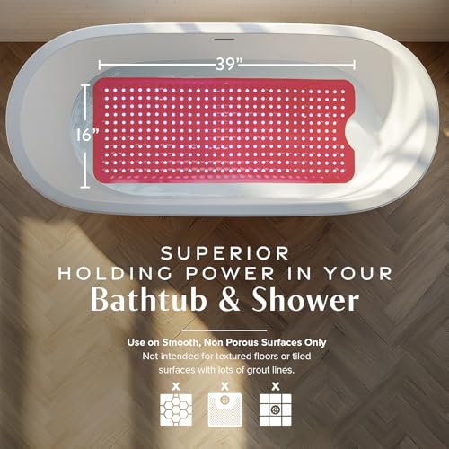 39"x16" Power Grip Non Slip Bathtub Shower Mat