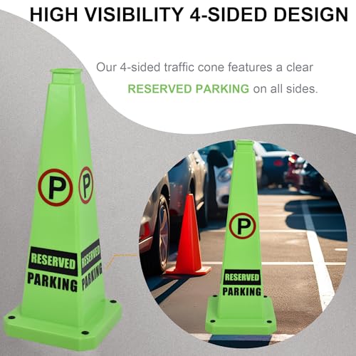 6 Pack 36" Reserved Parking Cones with Heavy Rubber Base