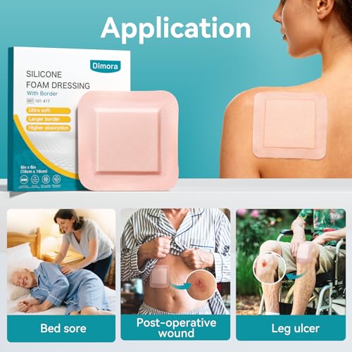 Utra Soft Silicone Foam Dressing 6x6 Hidradenitis Suppurativa Pads (5 Count)