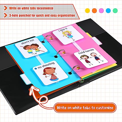246 Pcs Communication Book Small Tools for Visual Schedule Picture Cards Include 3 Ring Binder Dividers 100 Adhesive Labels 5 Card Dividers for Kids ADHD