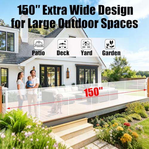 150" Extra Wide Retractable Baby Gates Dog Gate for Large Opening